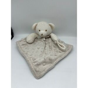 Blankets & Beyond Teddy Bear Baby Security Blanket Taupe Cream Minky Dot Lovey